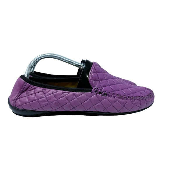 Robert Zur Quilted Leather Driving Loafers Purple Size 11 - Picture 2 of 7
